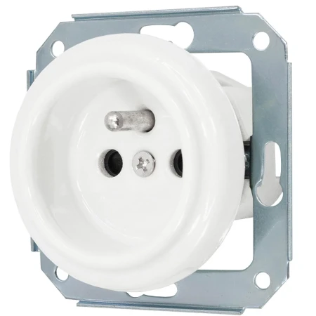 Gniazdo pojedyncze 2P+Z 'Retro ceramic' bez ramki, 16A-250V~, białe TG-RC-51W
