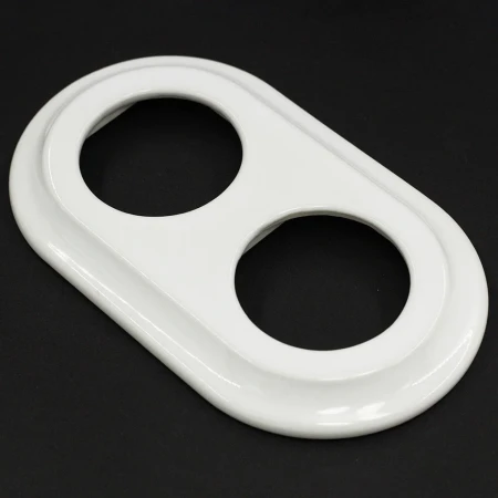 Ramka podwójna okrągła do wyłączników i gniazd 'Retro ceramic' - biała TG-RC-002RW