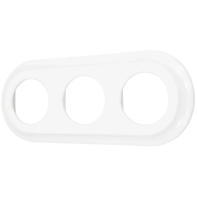 Ramka potrójna okrągła do wyłączników i gniazd 'Retro ceramic' - biała TC-RC-003RW