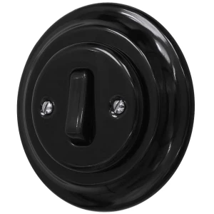 Włącznik pojedynczy retro ceramika z ramką kolor czarny styl loft