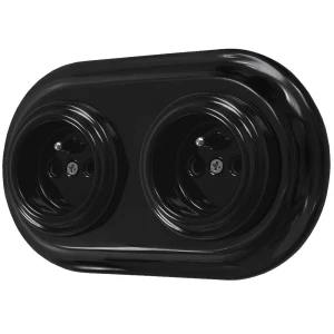 Dwa gniazda pojedyncze retro ceramika z ramką czarny styl loft