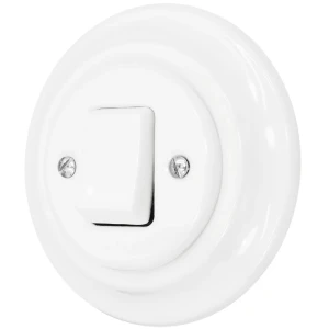 Włącznik krzyżowy retro ceramika z ramką kolor biały styl loft