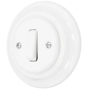 Włącznik dzwonkowy retro ceramika z ramką kolor biały styl loft