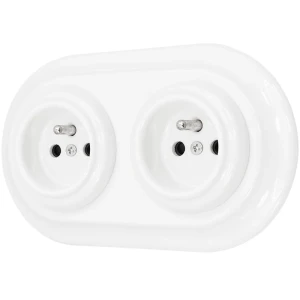 Dwa gniazda pojedyncze retro ceramika z ramką biały styl loft