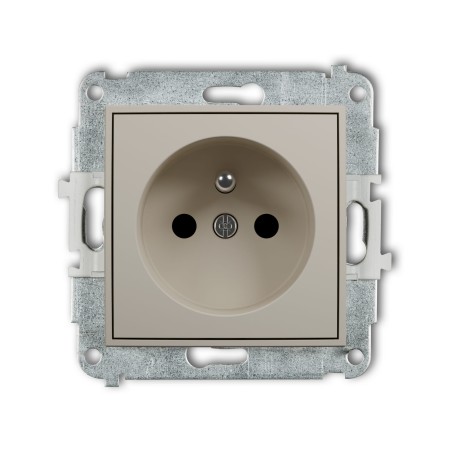 Karlik Seria Mini Mechanizm gniazda pojedynczego z uziemieniem 2P+Z (przesłony torów prądowych) kolor taupe symbol 60MGP-1zp