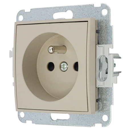 Karlik Seria Mini Mechanizm gniazda pojedynczego z uziemieniem 2P+Z (bez przesłon torów prądowych) kolor taupe symbol 60MGP-1z