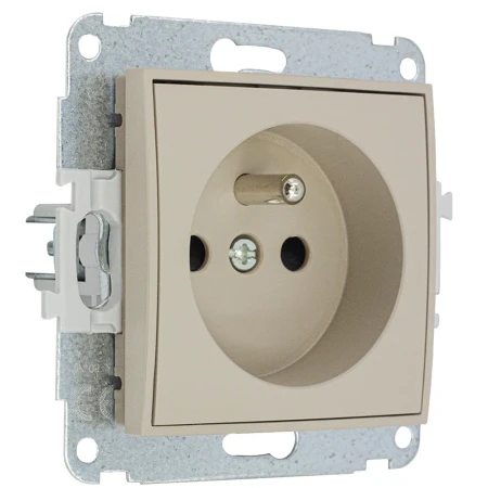 Karlik Seria Mini Mechanizm gniazda pojedynczego z uziemieniem 2P+Z (bez przesłon torów prądowych) kolor taupe symbol 60MGP-1z