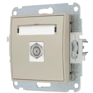 Karlik Seria Mini Mechanizm gniazda antenowego pojedynczego typu F (SAT) niklowany kolor taupe symbol 60MGF-1
