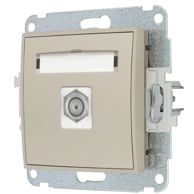 Karlik Seria Mini Mechanizm gniazda antenowego pojedynczego typu F (SAT) niklowany kolor taupe symbol 60MGF-1