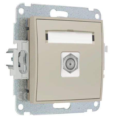 Karlik Seria Mini Mechanizm gniazda antenowego pojedynczego typu F (SAT) niklowany kolor taupe symbol 60MGF-1