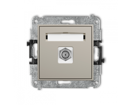 Karlik Seria Mini Mechanizm gniazda antenowego pojedynczego typu F (SAT) niklowany kolor taupe symbol 60MGF-1