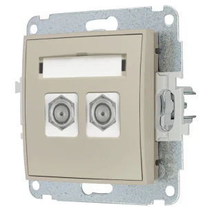 Karlik Seria Mini Mechanizm gniazda antenowego podwójnego typu F (SAT) niklowany kolor taupe symbol 60MGF-2