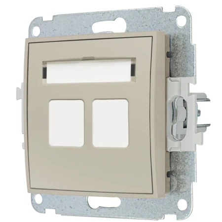Karlik Seria Mini Mechanizm gniazda multimedialnego podwójnego bez modułu (standard Keystone) kolor taupe symbol 60MGM-2P