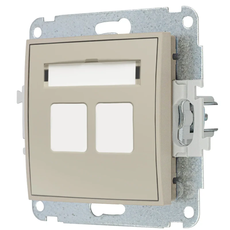 Karlik Seria Mini Mechanizm gniazda multimedialnego podwójnego bez modułu (standard Keystone) kolor taupe symbol 60MGM-2P