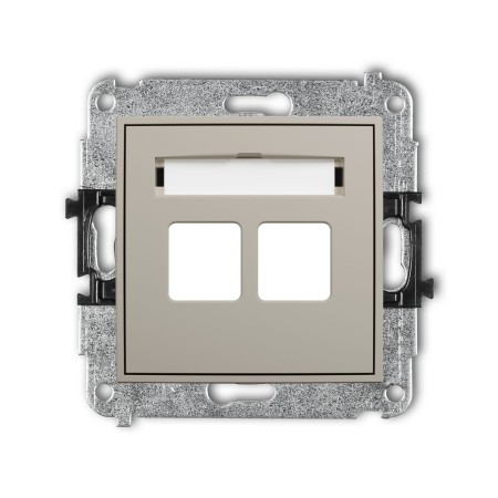 Karlik Seria Mini Mechanizm gniazda multimedialnego podwójnego bez modułu (standard Keystone) kolor taupe symbol 60MGM-2P