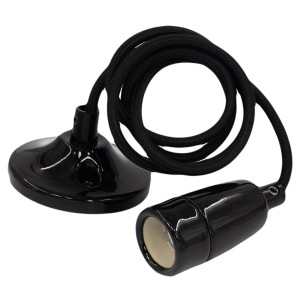 Ceramiczna oprawa retro żarówki wisząca E14 kolor czarny max 100cm