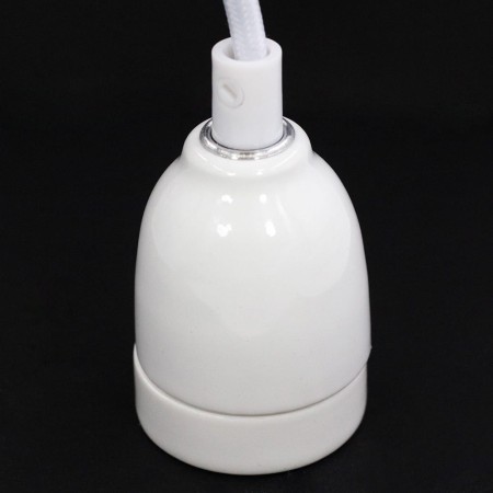 Ceramiczna oprawa retro żarówki wisząca E27 kolor biały max 100cm