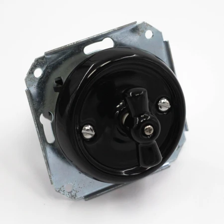 Łącznik podwójny obrotowy 'Retro ceramic' bez ramki, 10A-250V~, czarny TG-RC-210XB