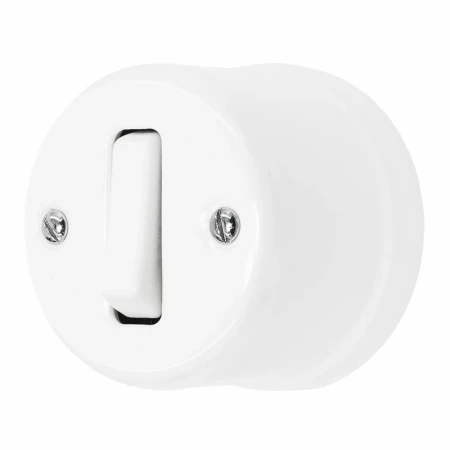 Łącznik pojedynczy natynkowy 'Retro ceramic' 10A-250V~, biały TG-RCS-110W
