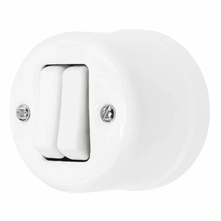Łącznik podwójny natynkowy 'Retro ceramic' 10A-250V~, biały TG-RCS-210W