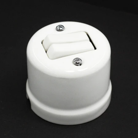 Łącznik podwójny natynkowy 'Retro ceramic' 10A-250V~, biały TG-RCS-210W