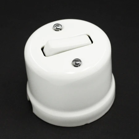 Łącznik schodowy natynkowy 'Retro ceramic' 10A-250V~, biały TG-RCS-120W
