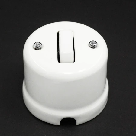 Łącznik schodowy natynkowy 'Retro ceramic' 10A-250V~, biały TG-RCS-120W