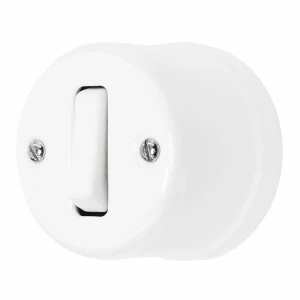 Łącznik dzwonkowy natynkowy 'Retro ceramic' 10A-250V~, biały TG-RCS-111W