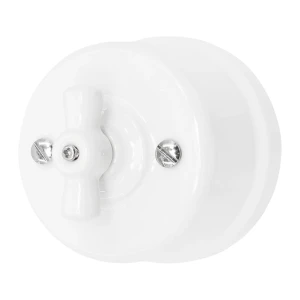 Łącznik krzyżowy obrotowy natynkowy 'Retro ceramic' 10A-250V~, biały TG-RCS-140XW