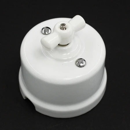 Łącznik podwójny obrotowy natynkowy 'Retro ceramic' 10A-250V~, białyTG-RCS-210XW