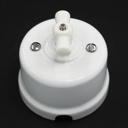 Łącznik podwójny obrotowy natynkowy 'Retro ceramic' 10A-250V~, białyTG-RCS-210XW