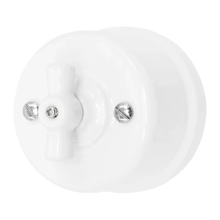 Łącznik do sterowania roletami obrotowy natynkowy 'Retro ceramic' 10A-250V~, biały TG-RCS-231XW