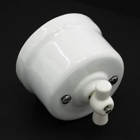 Łącznik do sterowania roletami obrotowy natynkowy 'Retro ceramic' 10A-250V~, biały TG-RCS-231XW