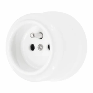 Gniazdo pojedyncze natynkowe 2P+Z 'Retro ceramic' 16A-250V~, białe TG-RCS-51W