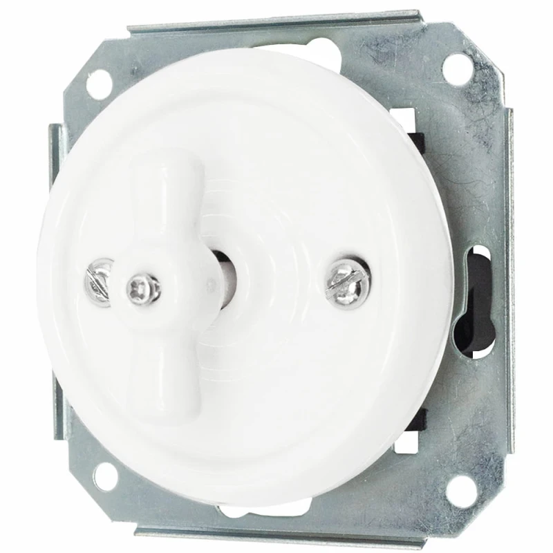 Łącznik krzyżowy obrotowy 'Retro ceramic' bez ramki, 10A-250V~, biały TG-RC-140XW