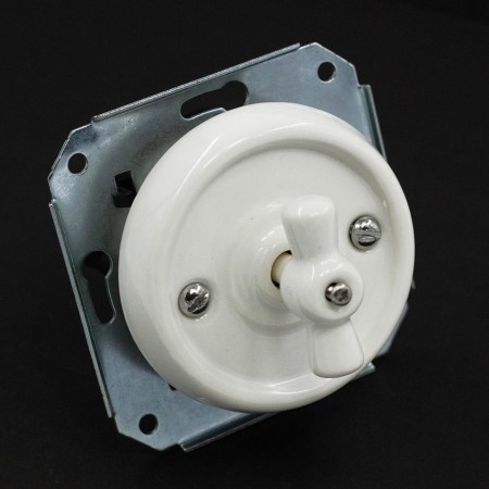 Łącznik krzyżowy obrotowy 'Retro ceramic' bez ramki, 10A-250V~, biały TG-RC-140XW