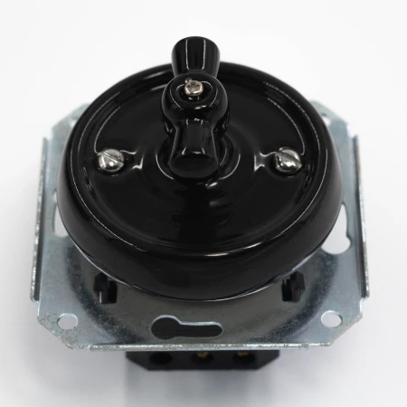 Łącznik dzwonkowy obrotowy 'Retro ceramic' bez ramki, 10A-250V~, czarny