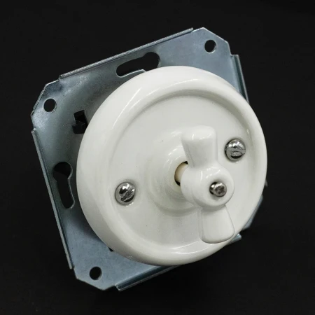 Łącznik podwójny obrotowy 'Retro ceramic' bez ramki, 10A-250V~, biały TG-RC-210XW