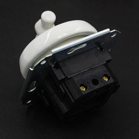 Łącznik podwójny obrotowy 'Retro ceramic' bez ramki, 10A-250V~, biały TG-RC-210XW