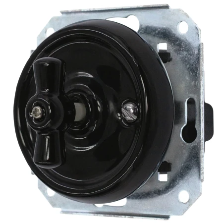 Łącznik krzyżowy obrotowy 'Retro ceramic' bez ramki, 10A-250V~, czarny TG-RC-140XB