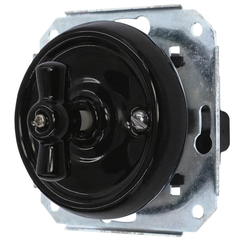 Łącznik krzyżowy obrotowy 'Retro ceramic' bez ramki, 10A-250V~, czarny TG-RC-140XB