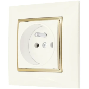 Gniazdo Pojedyncze Gniazdko Elektryczne Ospel Aria Ecru Złoty