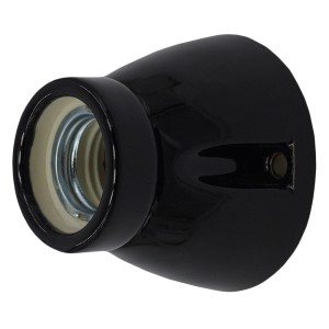 Ceramiczna oprawka retro żarówki naścienna prosta E27 kolor czarny