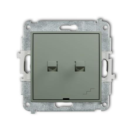 Karlik Seria Mini Mechanizm łącznika jednobiegunowego ze schodowym w stylu amerykańskim (wspólne zasilanie) kolor szałwiowy symbol 61MWPUS-10.1
