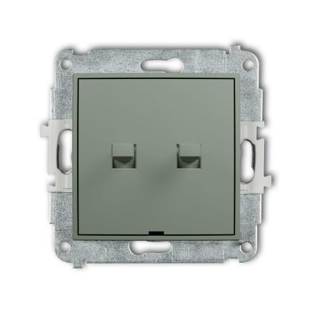 Karlik Seria Mini Mechanizm łącznika zwiernego, dwubiegunowego w stylu amerykańskim (dwa klawisze bez piktogramów, osobne zasilanie)  kolor szałwiowy symbol 61MWPUS-44.2