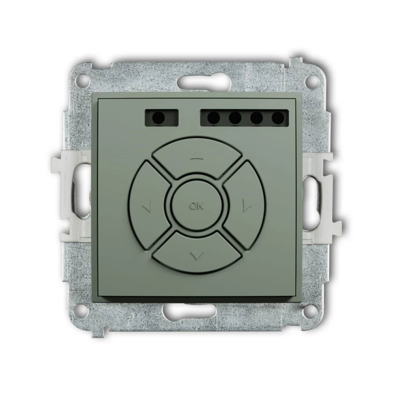 Karlik Seria Mini Mechanizm elektronicznego sterownika roletowego (sterowanie lokalne i pilotem) kolor szałwiowy symbol 61MSR-2