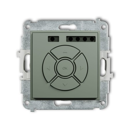 Karlik Seria Mini Mechanizm elektronicznego sterownika roletowego (sterowanie lokalne i pilotem, sterowanie strefą i podstrefą) kolor szałwiowy symbol 61MSR-4