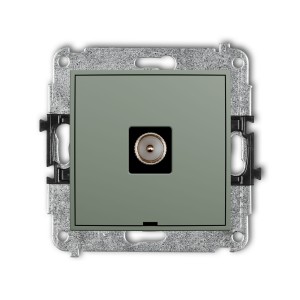 Karlik Seria Mini Mechanizm gniazda antenowego pojedynczego TV, bez pola opisowego kolor szałwiowy symbol 61MGTVBO-1