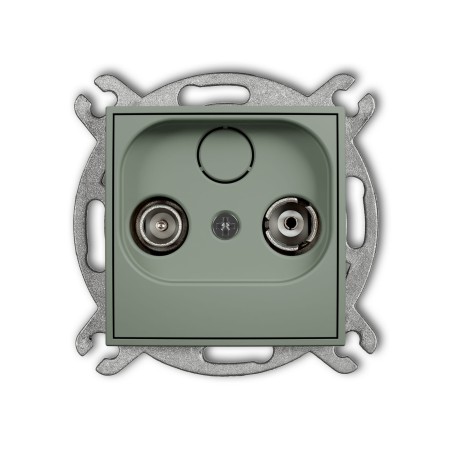 Karlik Seria Mini Mechanizm gniazda abonenckiego RTV przelotowego 12dB kolor szałwiowy symbol 61MG12P