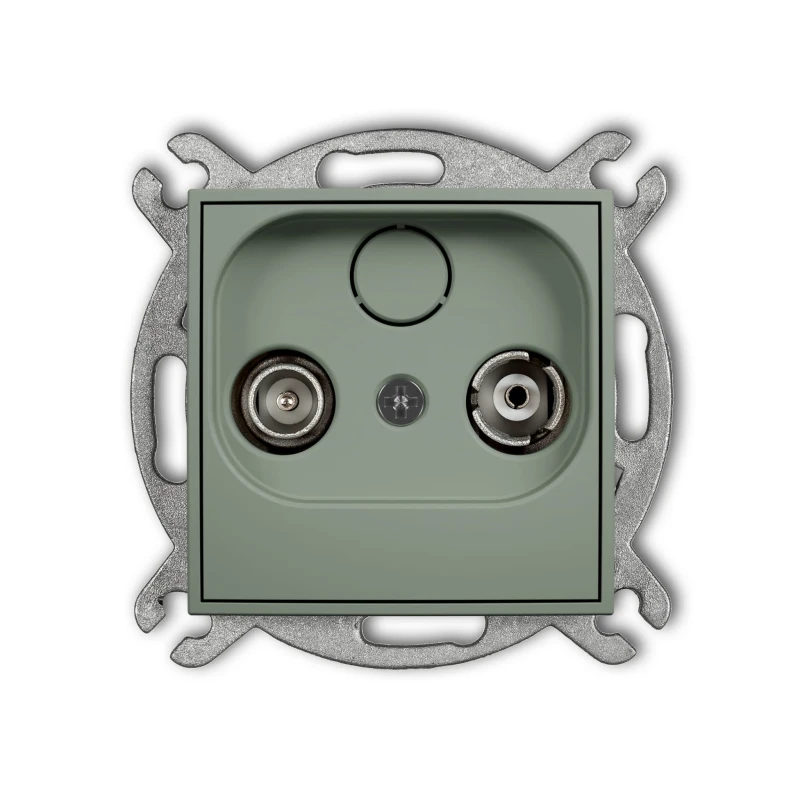 Karlik Seria Mini Mechanizm gniazda abonenckiego RTV przelotowego 12dB kolor szałwiowy symbol 61MG12P